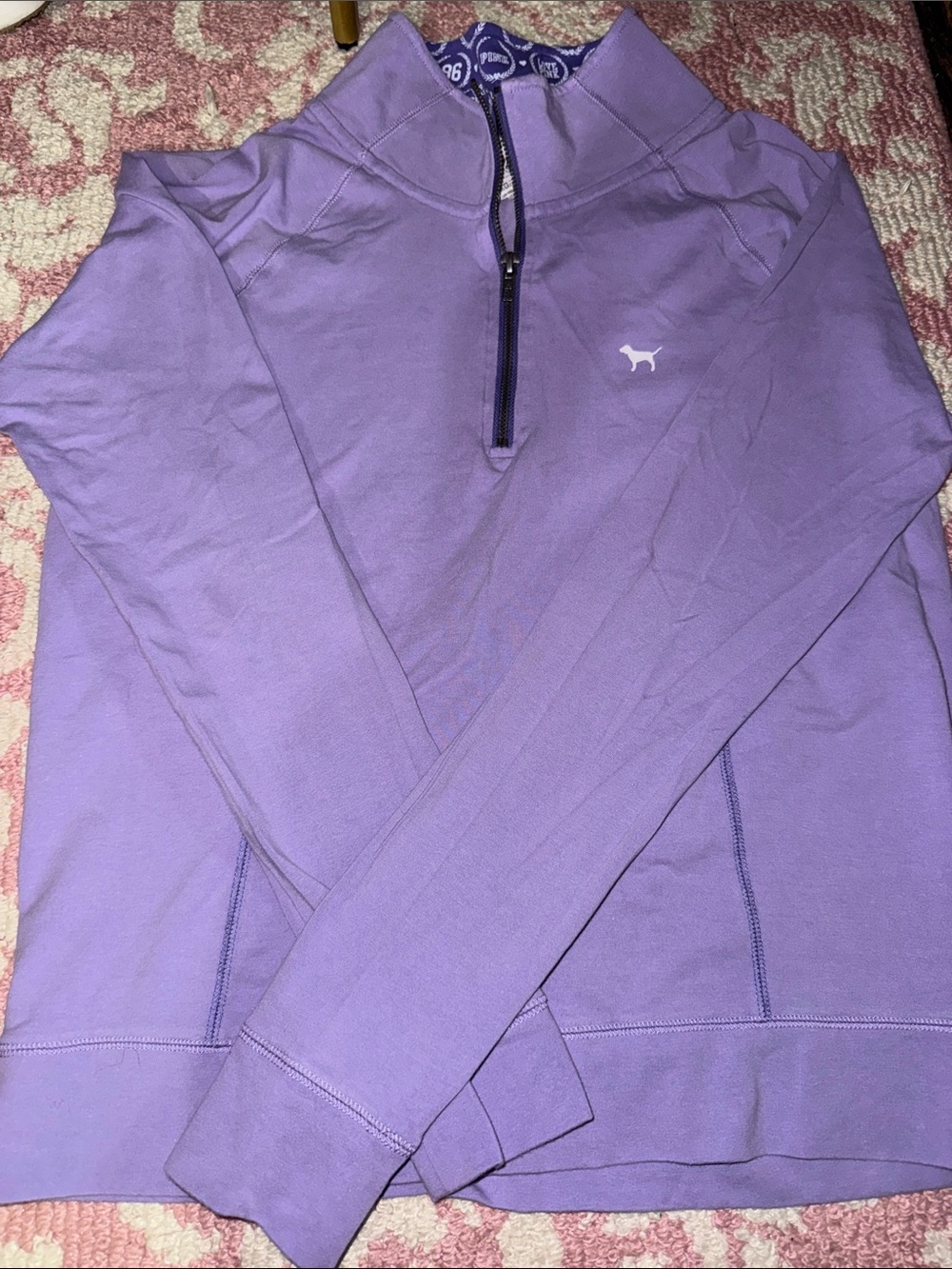 PINK Victoria's Secret Lavender Quarter-Zip V-Neck Pullover